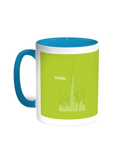 Abstract Drawing - Dubai Towers Printed Coffee Mug Turquoise/White 11ounce