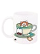 A Cat Design Mug White/Blue/Yellow 12ounce