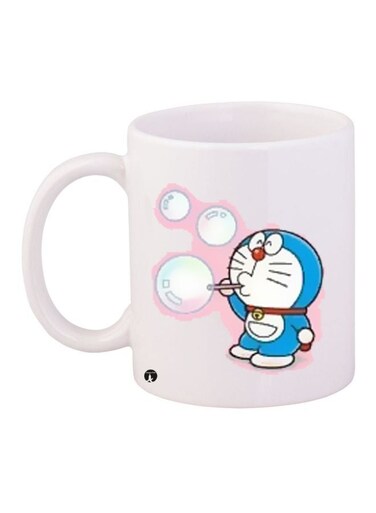 Doraemon Printed Coffee Mug White/Blue/Pink 11ounce