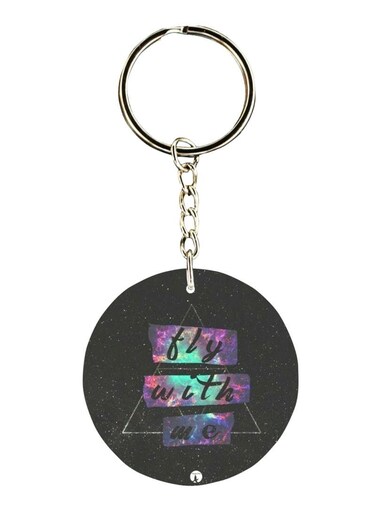 Double Sided English Phrases Printed Keychain