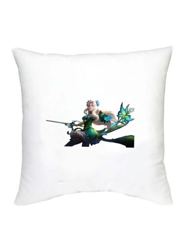 Mobile Legends Character Printed Decorative Cushion White/Green/Beige 16x16inch