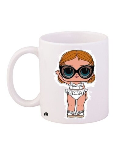 Cartoon Printed Coffee Mug White/Beige/Black 11ounce