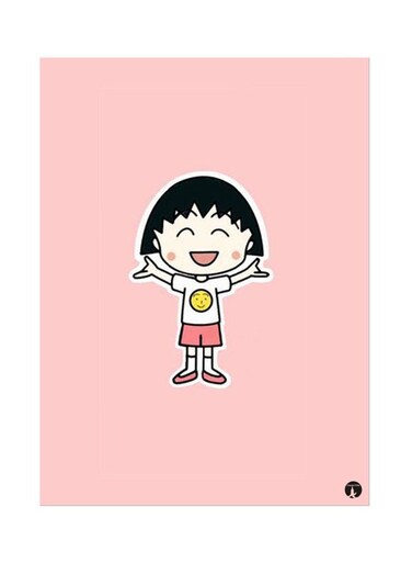 Metal Plate Of The Anime Chibi Maruko-Chan Poster Pink/Black