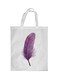 Bird Feather Printed Shopping Bag White