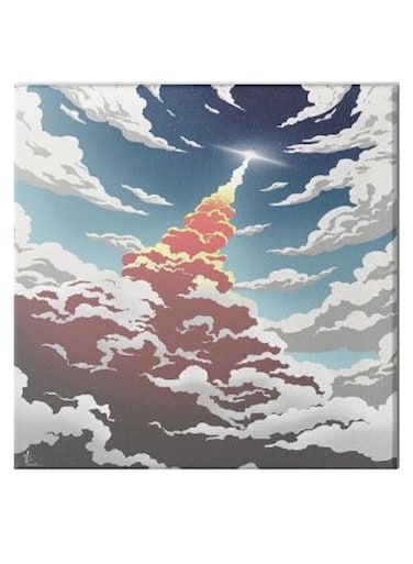 Animation Hidden Frame Canvas Wall Painting Blue/White/Yellow 50 x 50cm