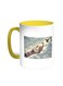 Freedom Of Birds Printed Coffee Mug Yellow/White 11ounce