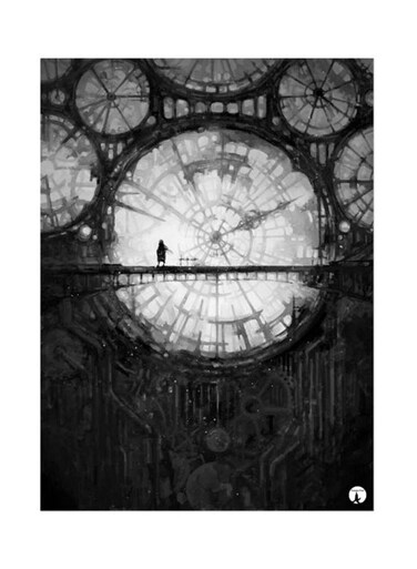 Metal Plate Of A Drawing Poster Black White