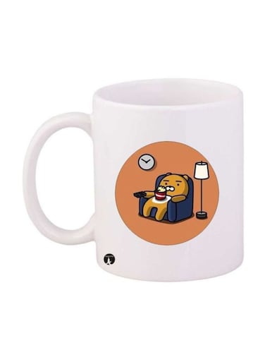 Bear Printed Mug White/Orange/Yellow Standard Size