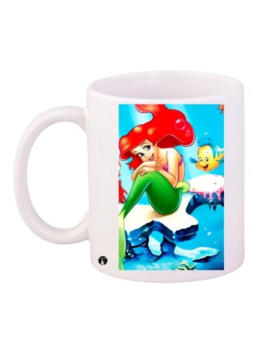 Cartoon Mermaid Printed Coffee Mug White/Green/Blue 11ounce