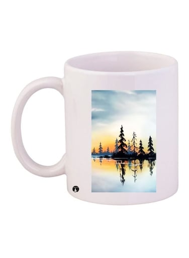 Nature Printed Coffee Mug White/Blue/Black 11ounce