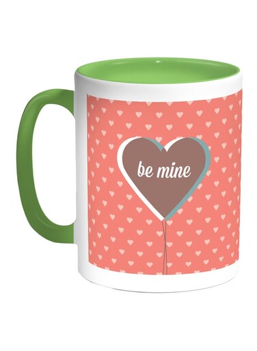Be Mine Printed Coffee Mug Green/White/Pink