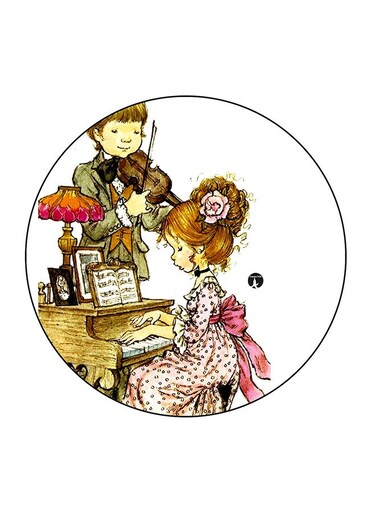 Piano Playing Girl Printed Fridge Magnet Multicolour 5.5 x 5.5cm