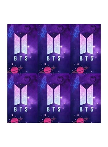 Wooden BTS Boy Band Wall Painting Purple/White/Pink 30x30centimeter