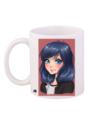 Cartoon Girl Printed Coffee Mug White/Blue/Pink