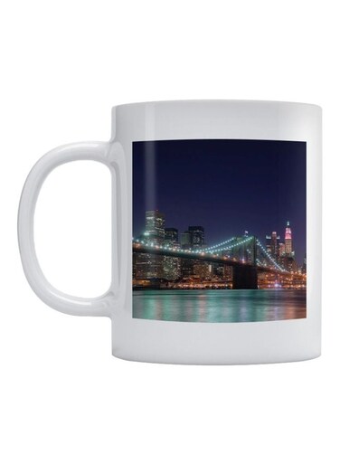 Brooklyn Bridge Printed Mug White/Blue/Green