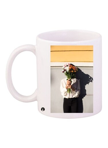 Girl Printed Coffee Mug White/Grey/Yellow 11ounce