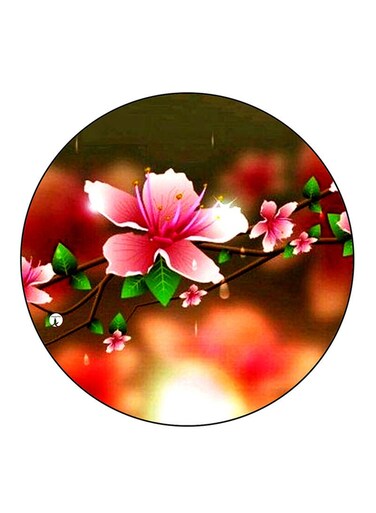 Flowers Printed Fridge Magnet Round Multicolour