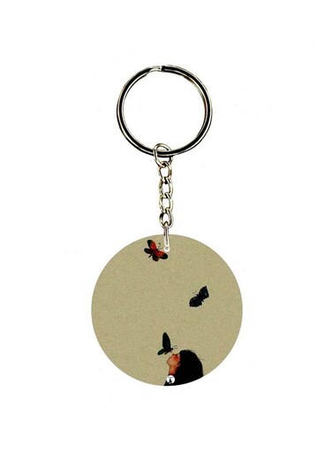 Girl Printed Double Sided Keychain