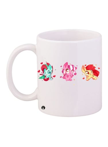 Cartoon Printed Coffee Mug White/Green/Pink