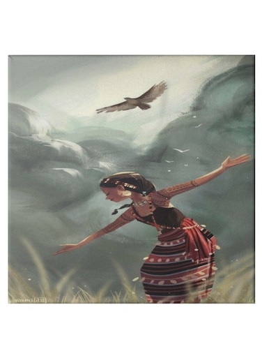 Girl Animation Pattern Hidden Frame Canvas Wall Painting Multicolour 50 x 50cm