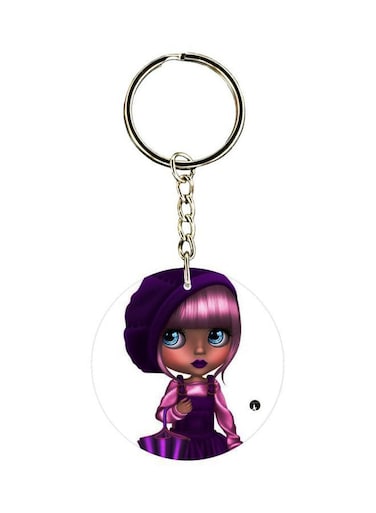 Cartoon Girl Printed Double Sided Keychain