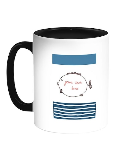 Balloon Fish Printed Coffee Mug White/Black 11ounce