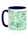 Arabic Letters Printed Coffee Mug Blue/White/Green 11ounce