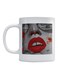 Lips Printed Ceramic Coffee Mug White/Grey/Red