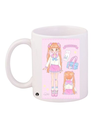 Anime Girl Printed Coffee Mug White/Pink/Blue