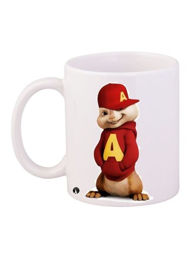 Cartoon Printed Coffee Mug White/Red/Yellow 11ounce