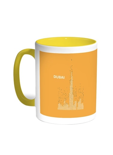 Abstract Drawing - Dubai Towers Printed Coffee Mug Yellow/White 11ounce