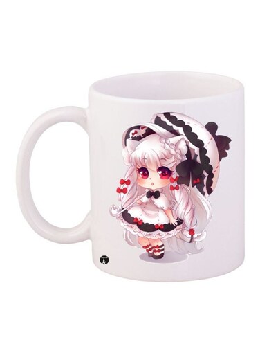 Anime Girl Printed Coffee Mug White/Pink/Black