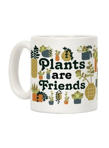 Plants Are Friends Retro Printed Coffee Mug White
