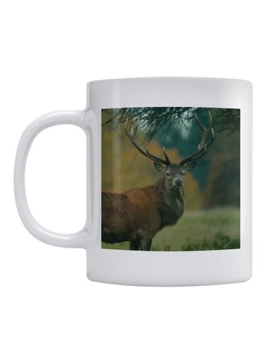 Deer Printed Mug White/Green/Brown