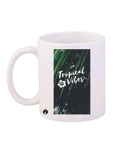 Tropical Vibes Printed Coffee Mug White/Green