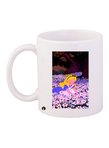 Cartoon Girl Printed Coffee Mug White/Pink/Yellow