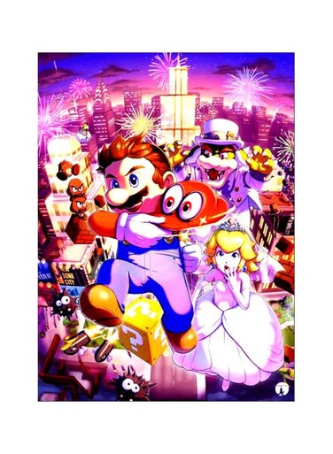 Super Mario Themed Metallic Plate Pink/Purple/Beige 20x15cm