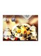 Tea Set Themed Metallic Plate White/Blue/Brown 20x15cm