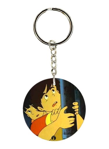 Anime Adnan And Lina Printed Keychain Yellow/Black/Silver