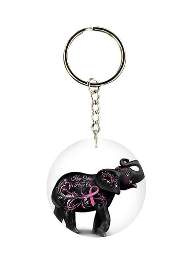 Double Sided Elephant Printed Keychain