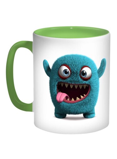 Colourful Monster Printed Coffee Mug Blue/White/Green