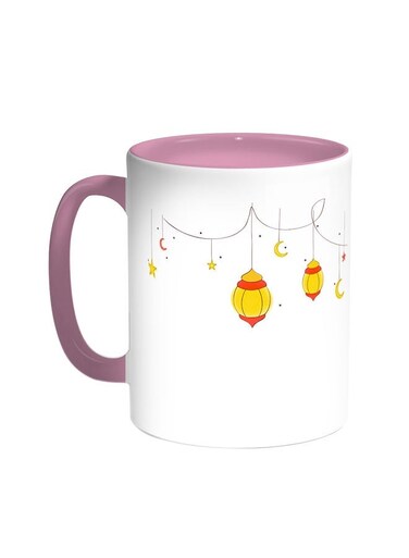 Ramadan Lanterns Printed Coffee Mug Pink/White 11ounce