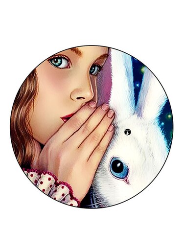 Girl Printed Fridge Magnet Round Multicolour
