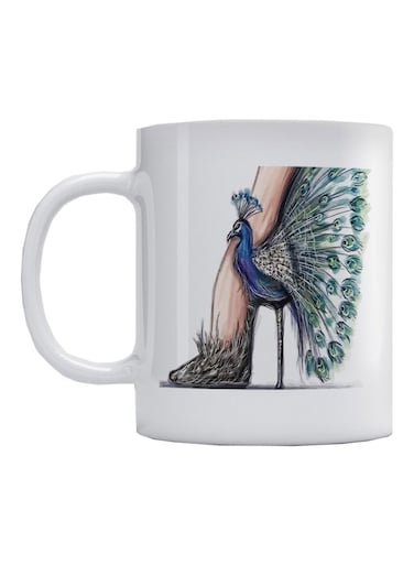 Peacock Shoes Printed Mug White/Blue/Green 350ml