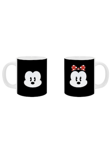 2-Piece Mickey Face Printed Coffee Mug White/Black/Red