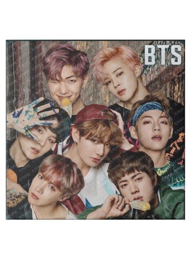 BTS Band Pattern Hidden Frame Canvas Wall Painting Multicolour 50 x 50centimeter