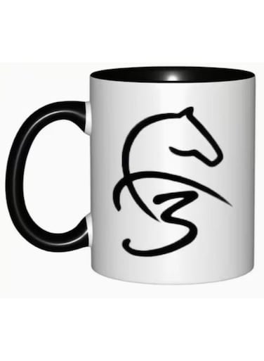 1pc Fazza Dubai Crown Prince Signature Horse Logo Ceramic Mug - Arabic Calligraphy &amp; Equestrian Design Coffee Tea Cup