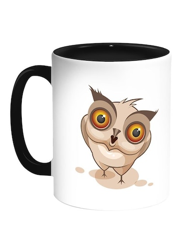 Owl Printed Coffee Mug White/Black 11ounce