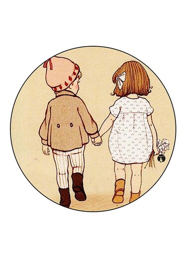 Boy And A Girl Printed Fridge Magnet Multicolour