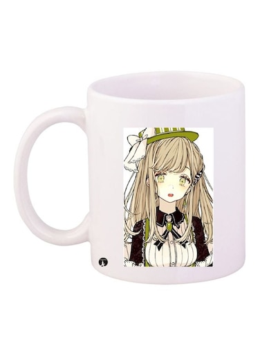 Anime Girl Printed Coffee Mug White/Beige/Green